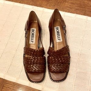 New! Borelli Brown Braided Leather Loafers 6m
